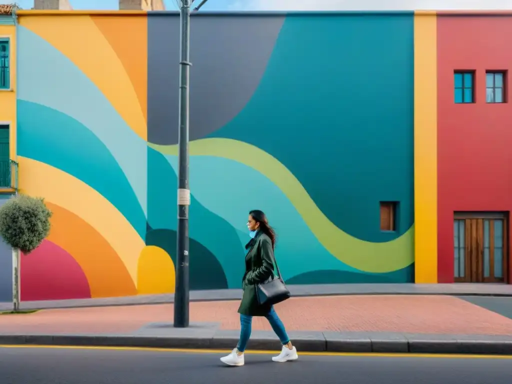 Un mural vibrante y abstracto en Montevideo, Uruguay, que representa la innovación del arte contemporáneo