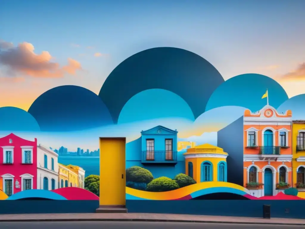 Un mural vibrante que fusiona arte contemporáneo uruguayo con iconos urbanos, reflejando su impacto global