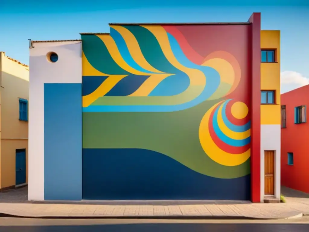 Un mural vibrante en Uruguay fusiona arte contemporáneo e indígena, con patrones geométricos y colores intensos