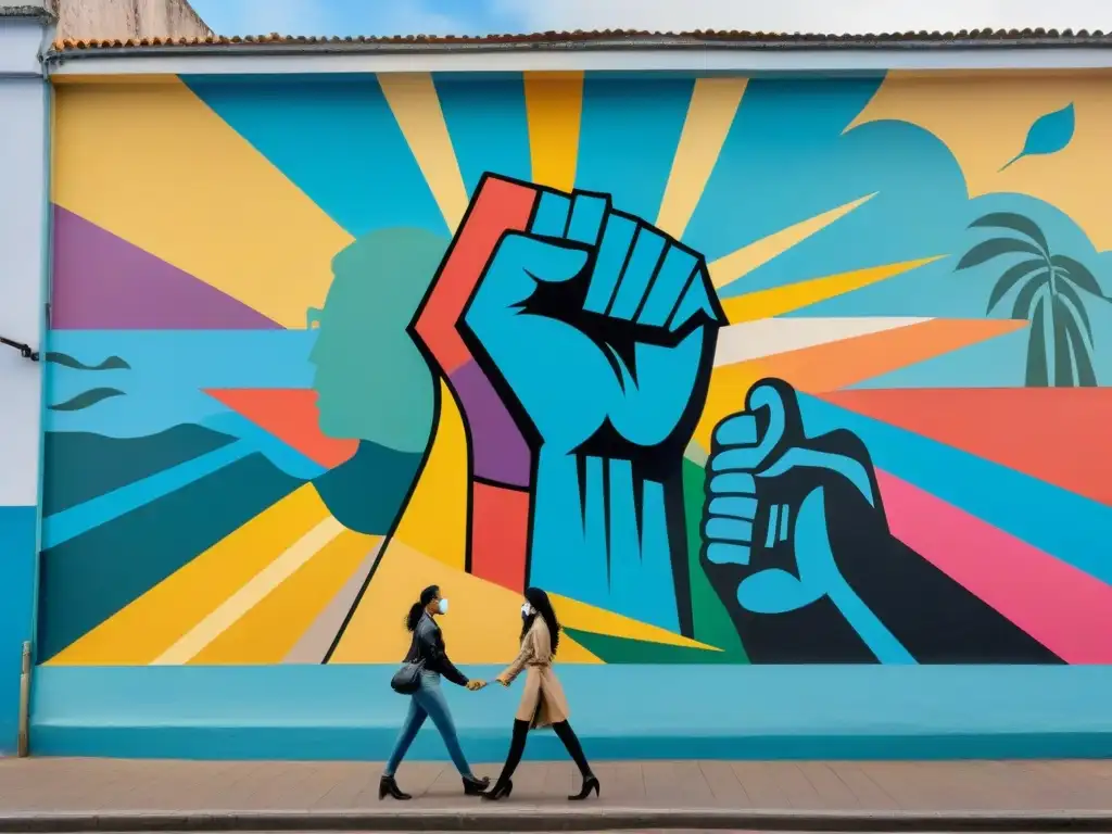 Un mural vibrante de arte contemporáneo activista en las calles de Montevideo, Uruguay