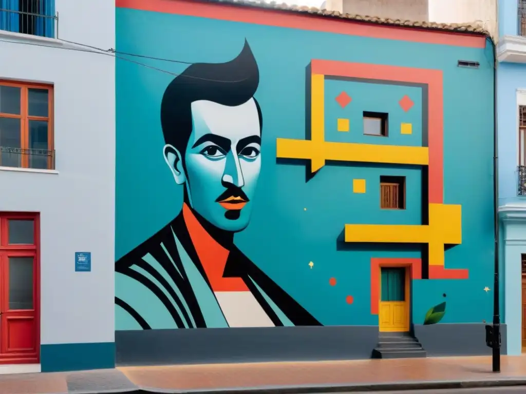 Un mural vibrante en Montevideo, Uruguay, fusionando arte tradicional con diseño contemporáneo