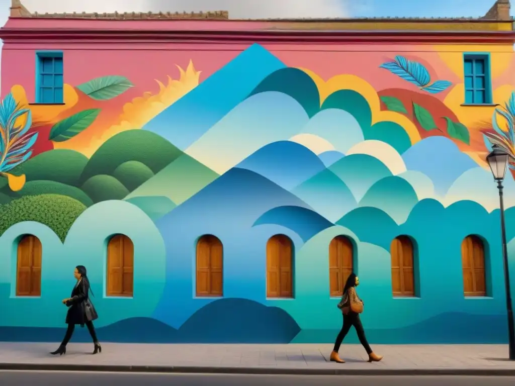 Mural vibrante de artistas uruguayos, arte contemporáneo y cambio social en comunidad unida