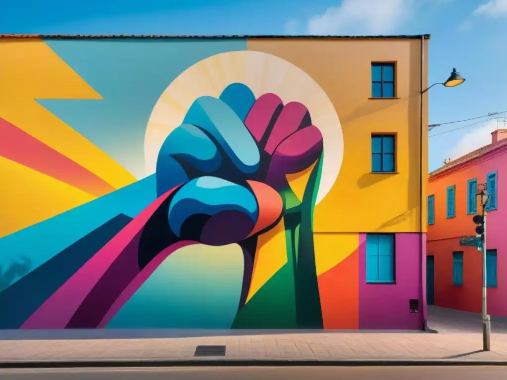 Un mural vibrante en las calles de Montevideo, Uruguay, muestra diversidad y unidad con arte callejero uruguayo conciencia política