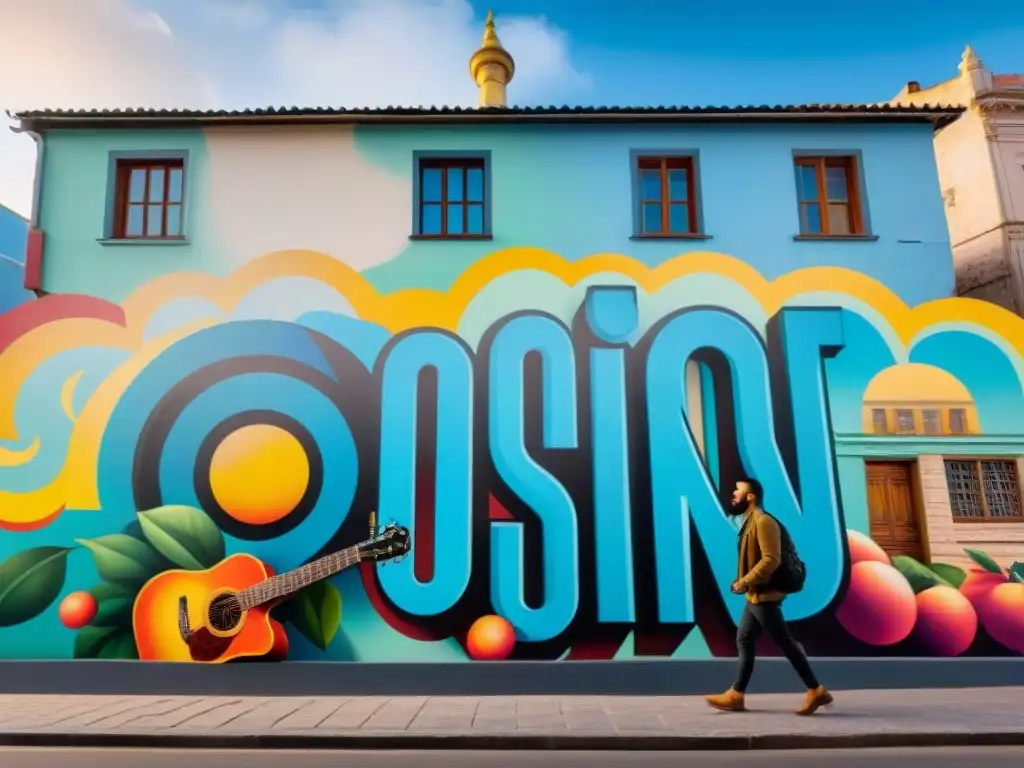 Un mural vibrante y colorido que representa la diversidad y la unión a través del arte, con impacto en el arte contemporáneo uruguayo