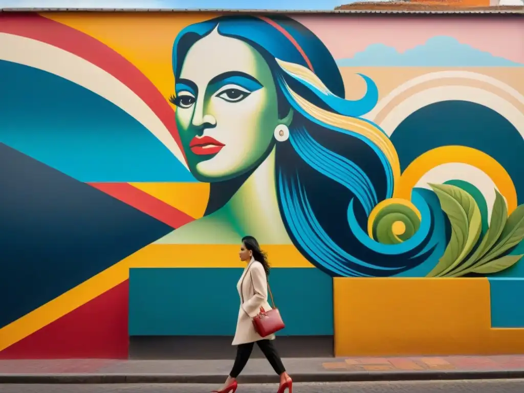 Un mural vibrante y detallado fusiona tradición y modernidad, reflejando la identidad cultural uruguaya