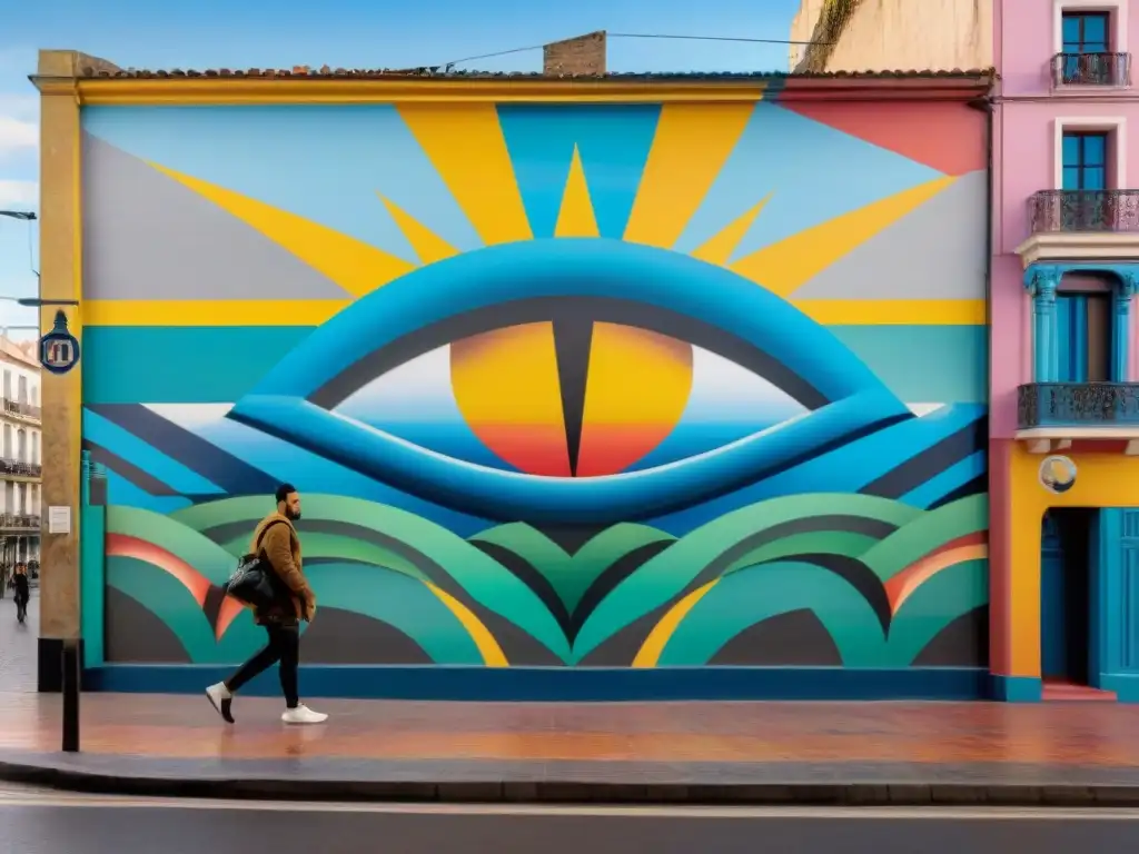 Un mural vibrante y detallado en Montevideo, Uruguay, fusiona motivos tradicionales con técnicas urbanas contemporáneas