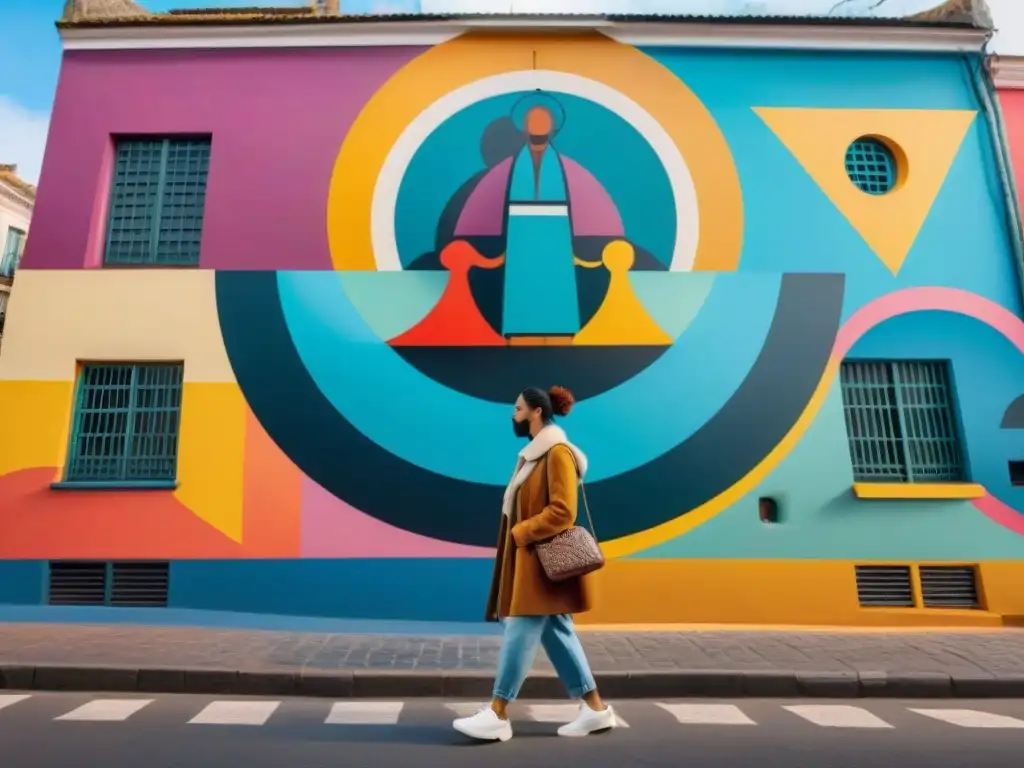 Un mural vibrante que representa la diversidad cultural y la unión de personas, con impacto en la sociedad urbana de Uruguay