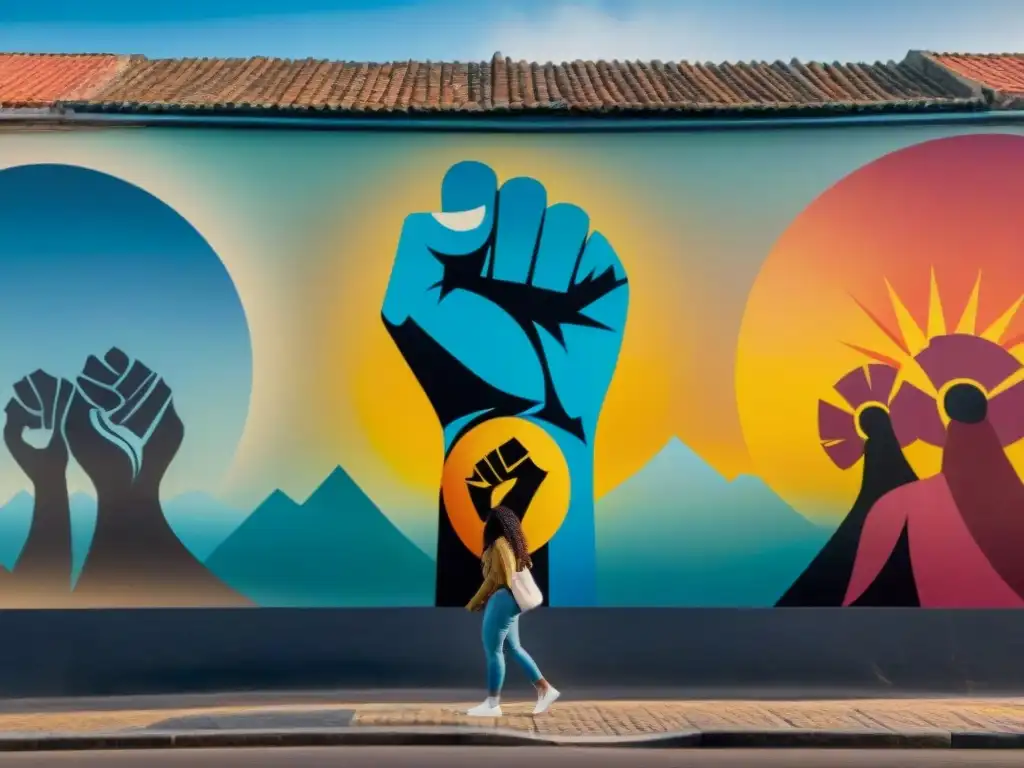 Un mural vibrante en Montevideo, Uruguay, muestra diversidad y unidad en festivales de arte y activismo social