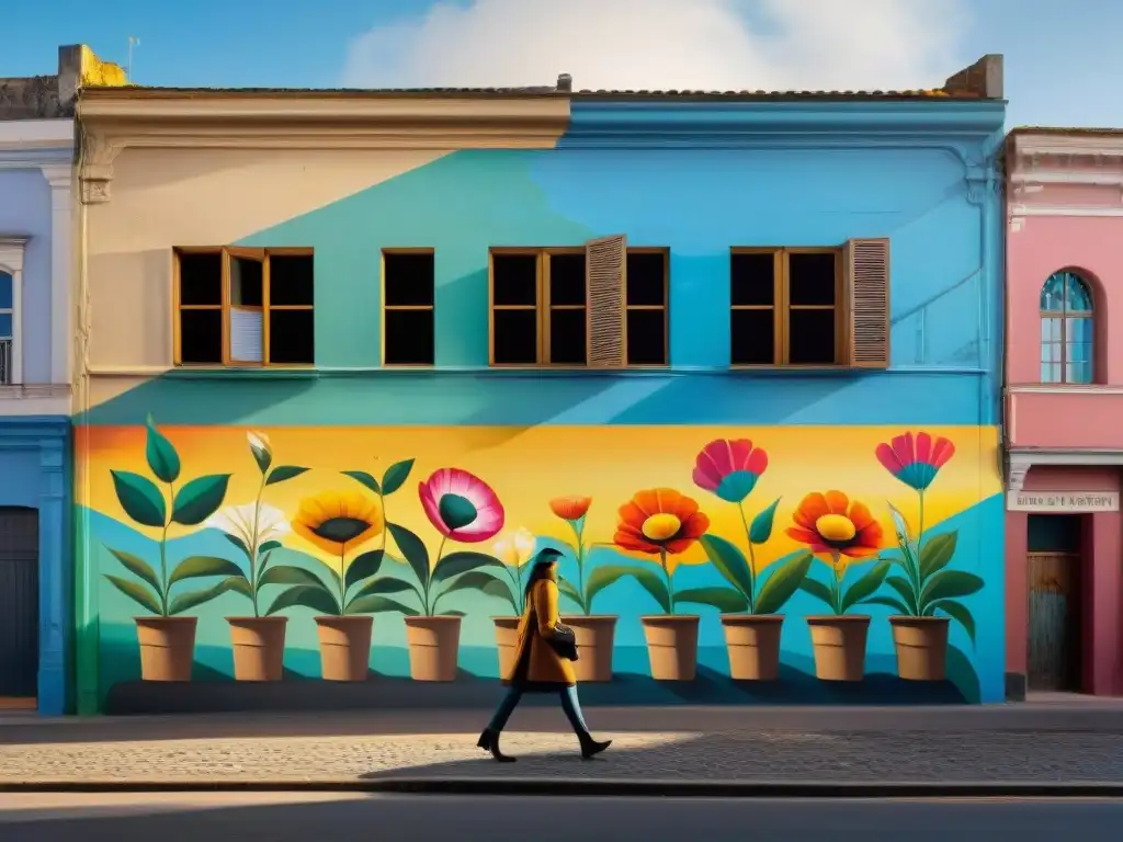 Un mural vibrante en un edificio abandonado en Uruguay: escena de revitalización urbana con la comunidad