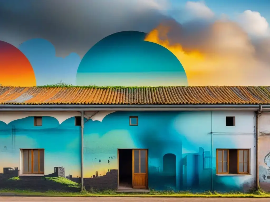 Un mural vibrante en un edificio abandonado en Uruguay, transformando el espacio con arte