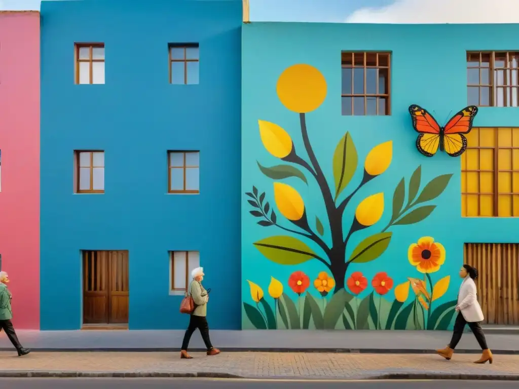 Un mural vibrante y lleno de vida en Montevideo, Uruguay