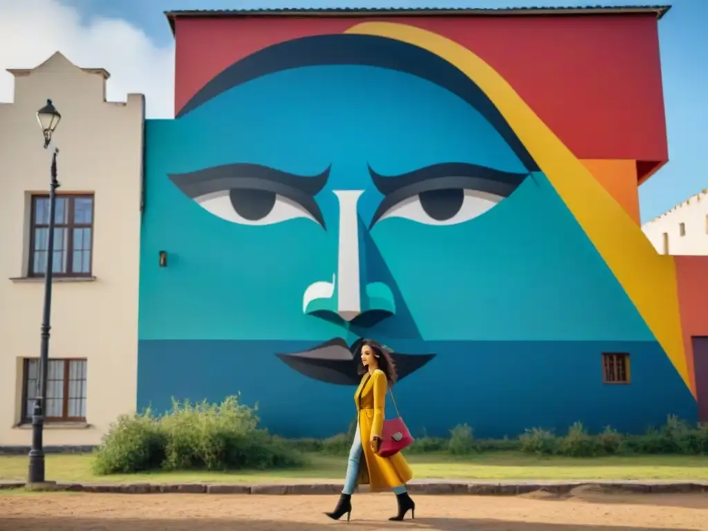 Un mural vibrante y moderno en un centro cultural emergente en Uruguay, fusionando tradición e innovación en el arte uruguayo