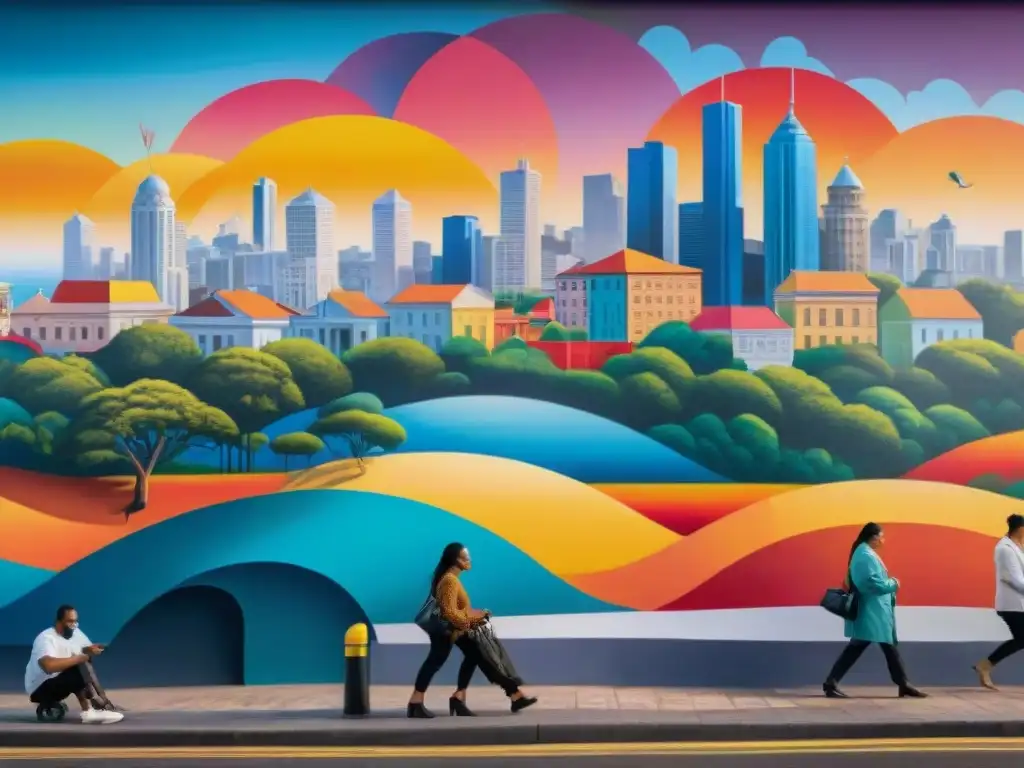 Un mural vibrante y moderno muestra diversidad e inclusión en el arte urbano de Uruguay