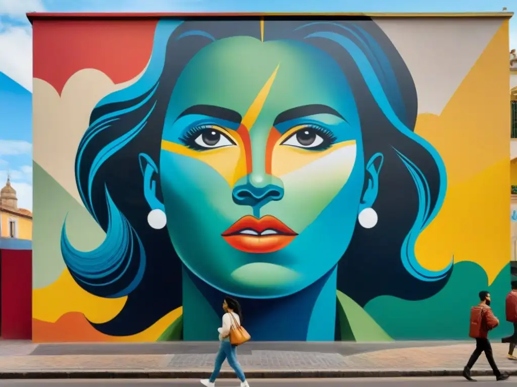 Un mural vibrante en Uruguay con niños de diversas culturas pintando juntos