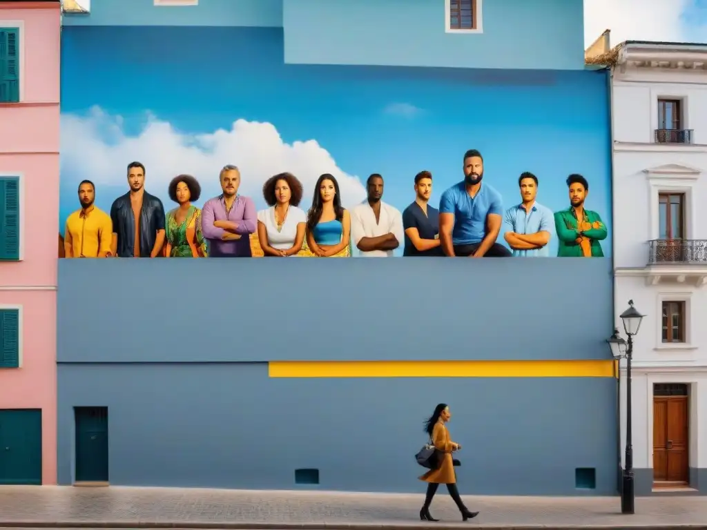 Un mural vibrante en una pared de Uruguay muestra diversidad e inclusión con arte contemporáneo impacto social Uruguay