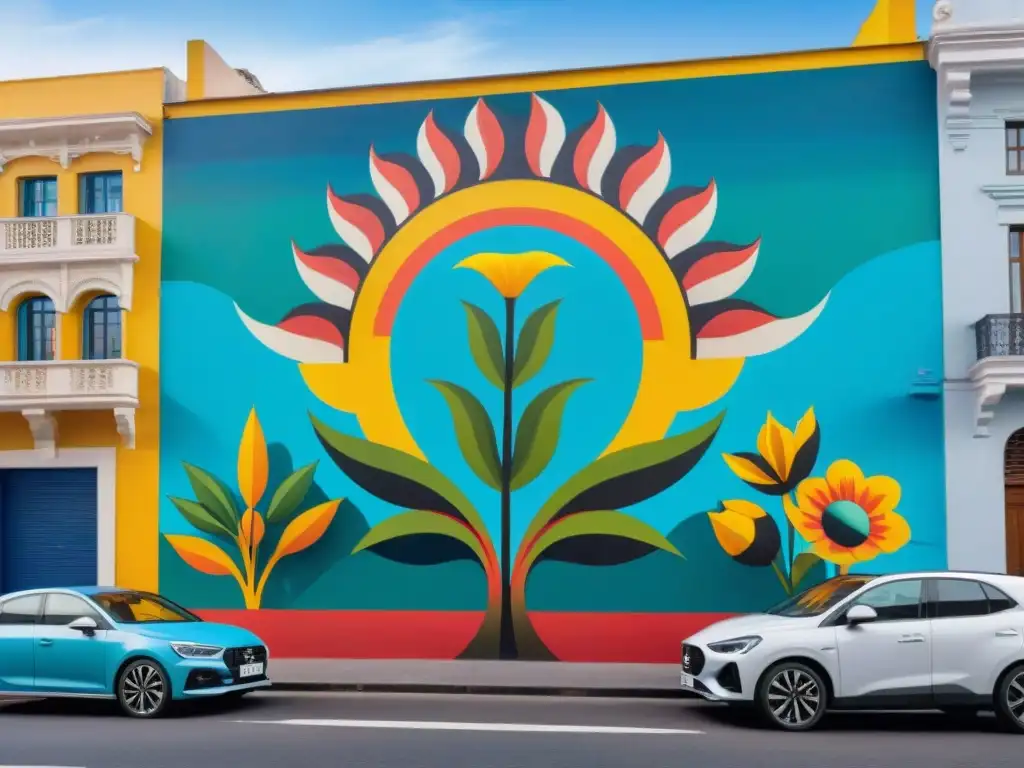 Un mural vibrante en Montevideo fusiona símbolos tradicionales con influencias artísticas modernas