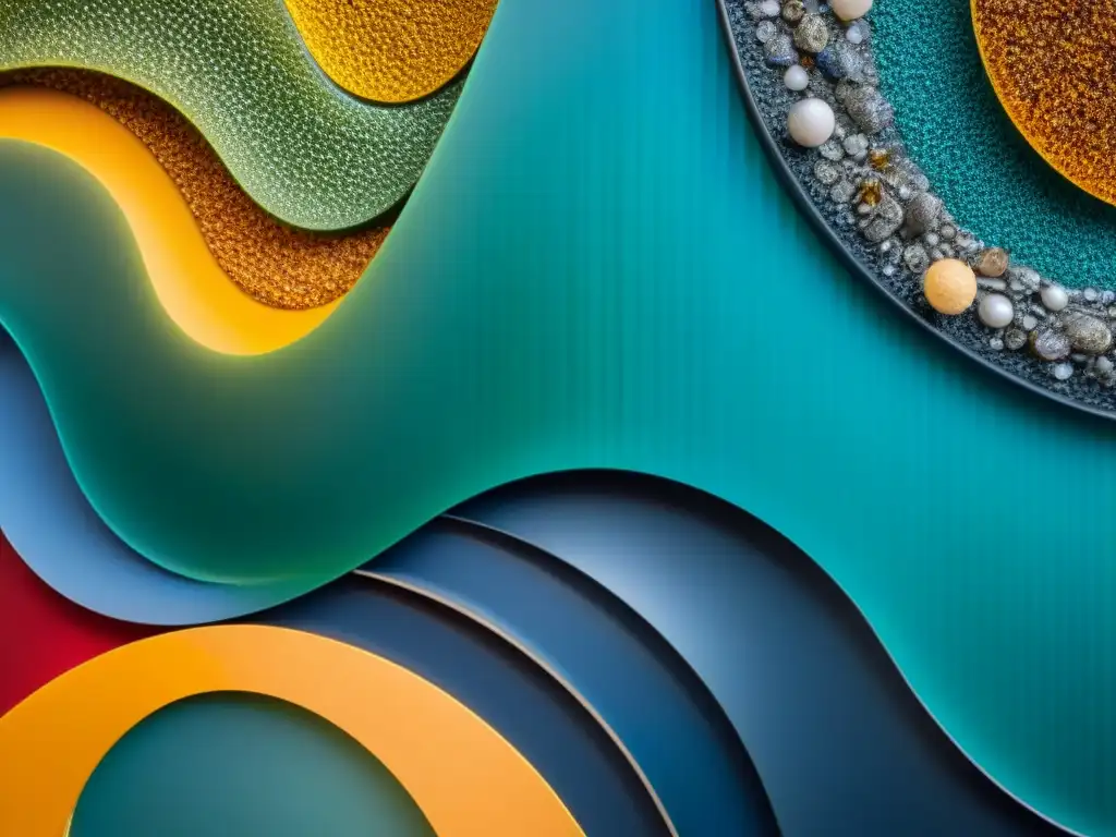 Arte innovador: texturas recicladas en alta resolución Una obra de arte uruguaya contemporánea que fusiona texturas innovadoras con materiales reciclados, reflejando creatividad y originalidad