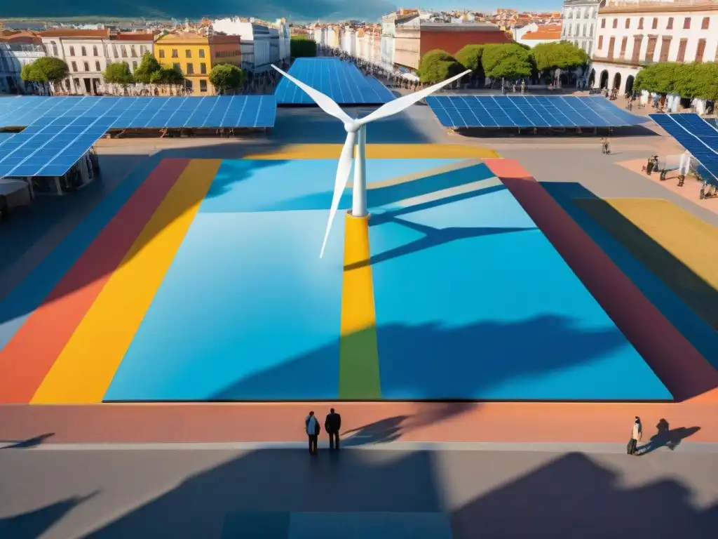 Una obra de arte vibrante con energía limpia en plaza urbana de Uruguay