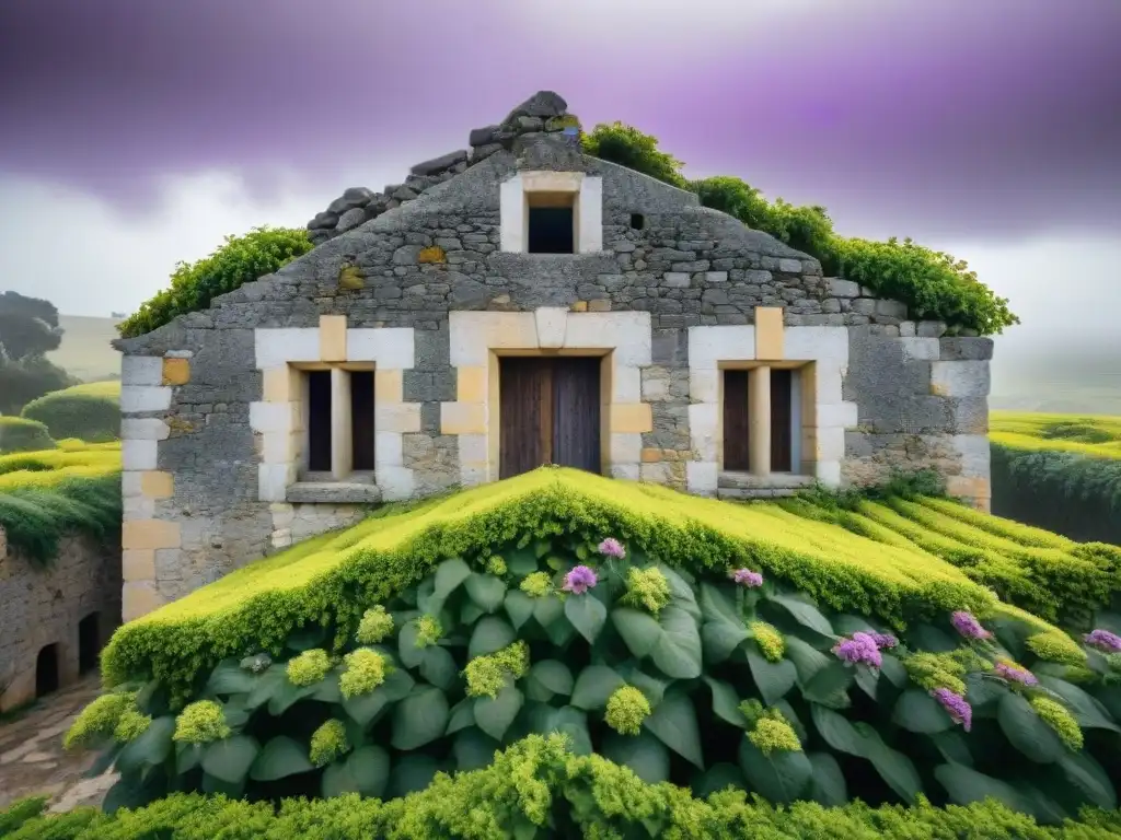 Conservación del patrimonio fotográfico uruguayo: Ruinas ancestrales cubiertas de enredaderas y flores