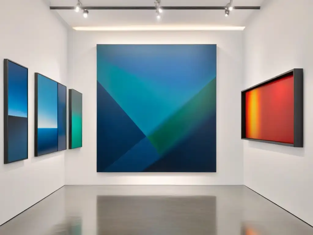 La Psicología del color en arte cobra vida en una galería contemporánea llena de vibrantes cuadros abstractos en tonos audaces