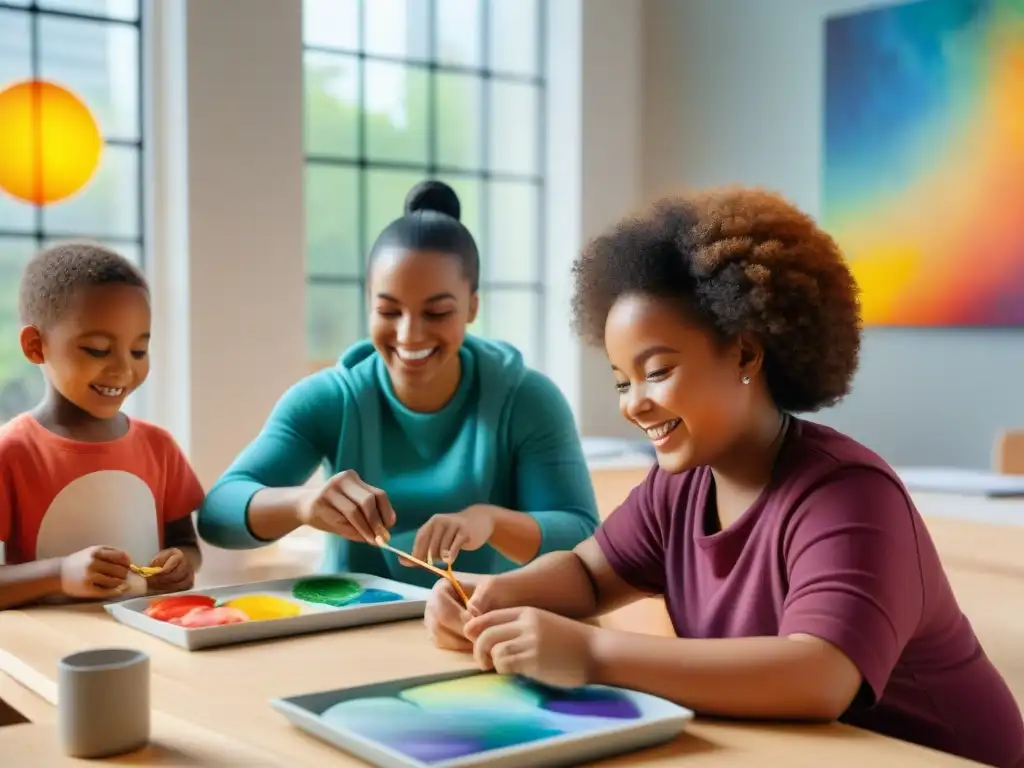 Un taller educativo lleno de arte contemporáneo, niños crean y exploran técnicas artísticas