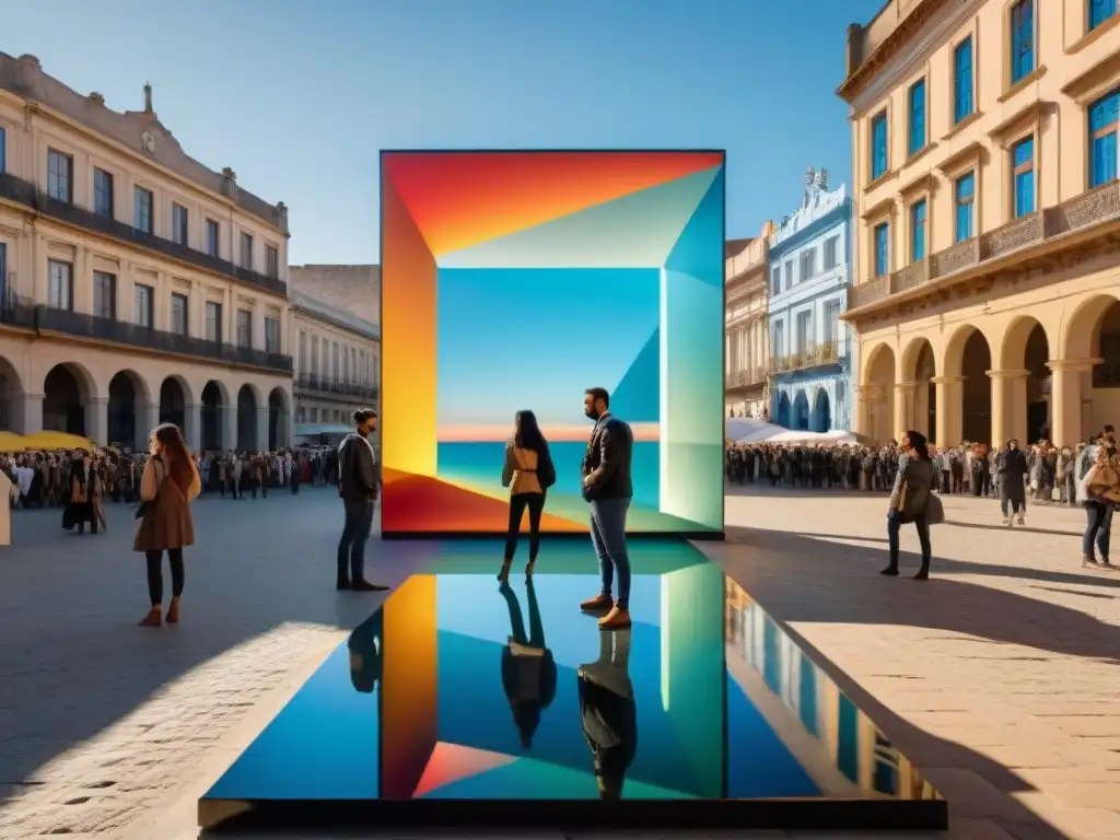 Un vibrante arte contemporáneo uruguayo impacta en la sociedad a través de una instalación interactiva en una concurrida plaza