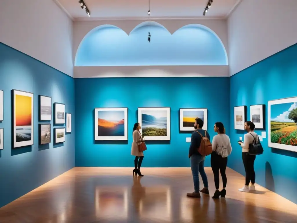 Vibrante galería de arte en Uruguay con eventos de arte contemporáneo, pinturas coloridas y fotografías íntimas