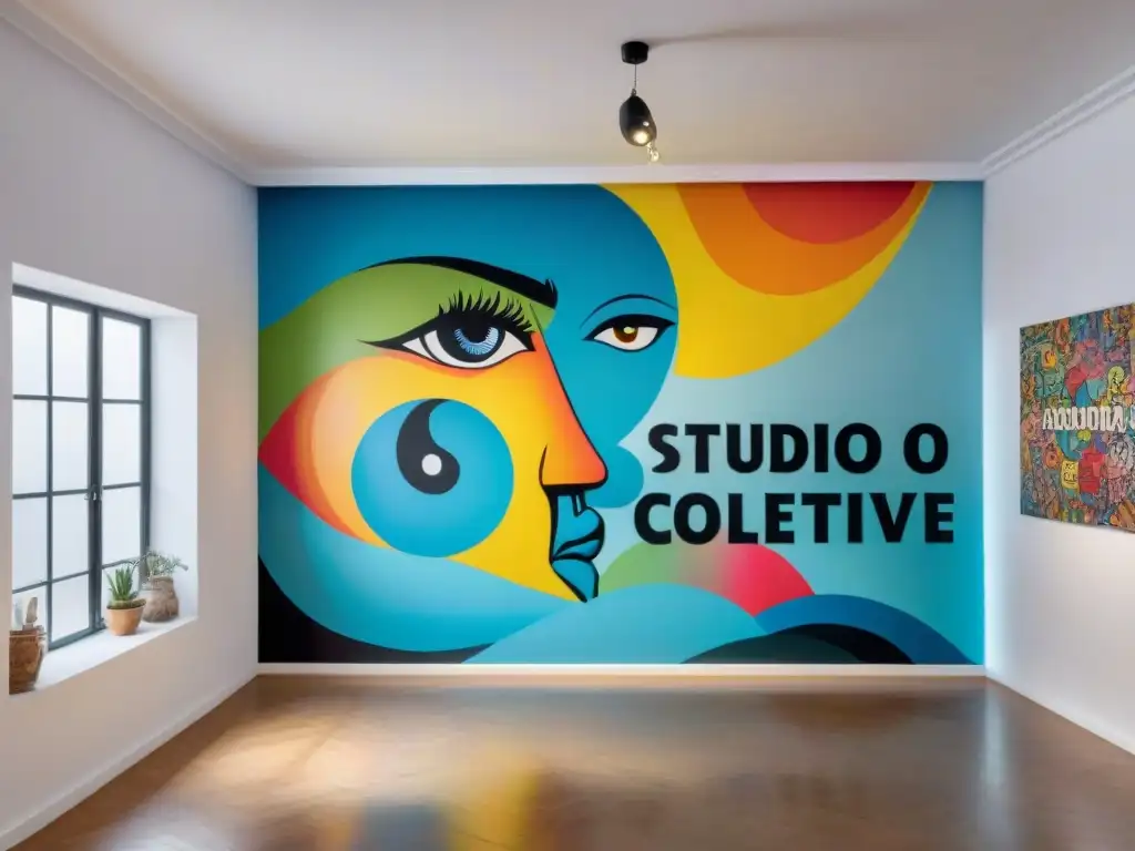 Un vibrante colectivo artístico uruguayo creando arte contemporáneo en un estudio lleno de creatividad