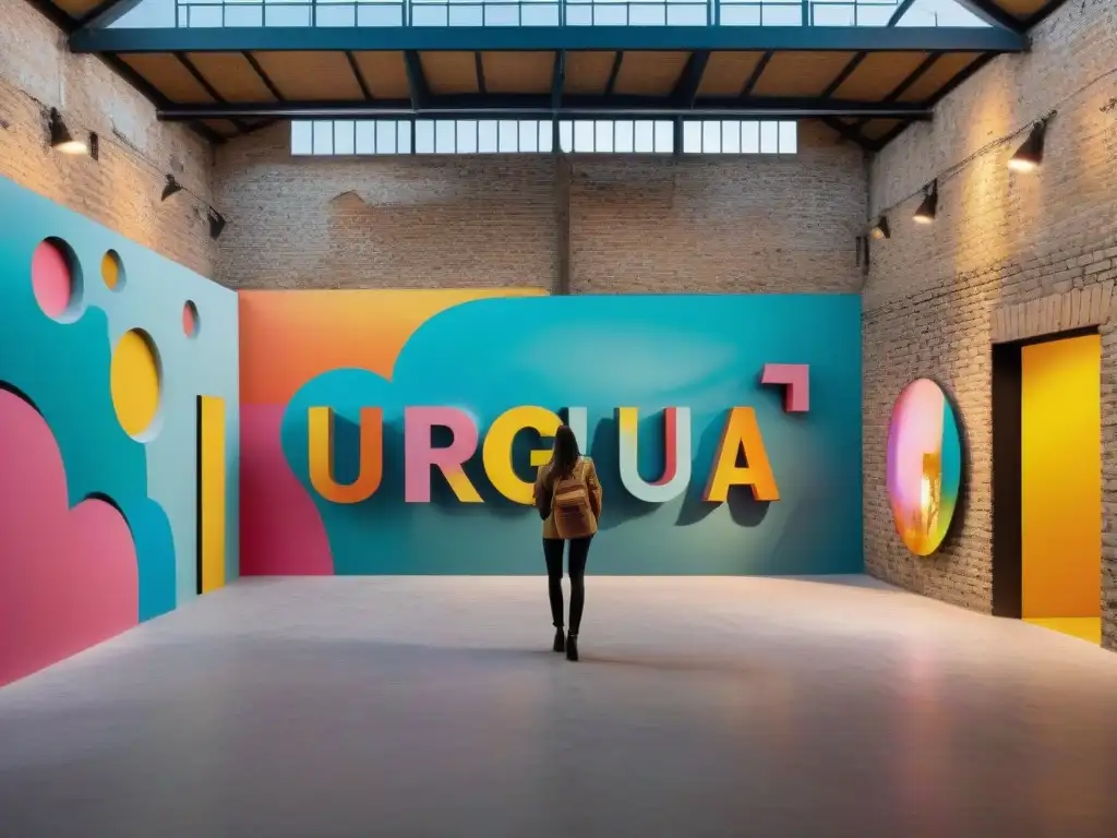 Un vibrante espacio de arte alternativo contemporáneo en Uruguay con graffiti colorido, murales intrincados y esculturas interactivas