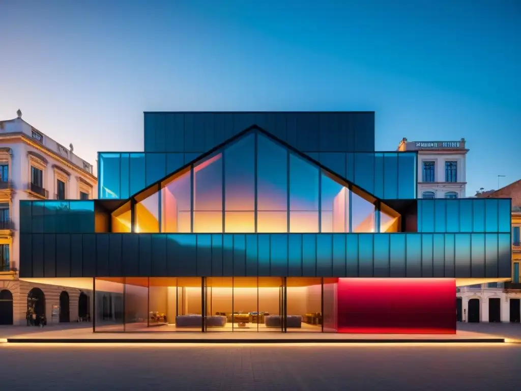 Vibrante fachada del Centro Cultural de Arte Contemporáneo en Montevideo, Uruguay, fusionando arte y arquitectura moderna