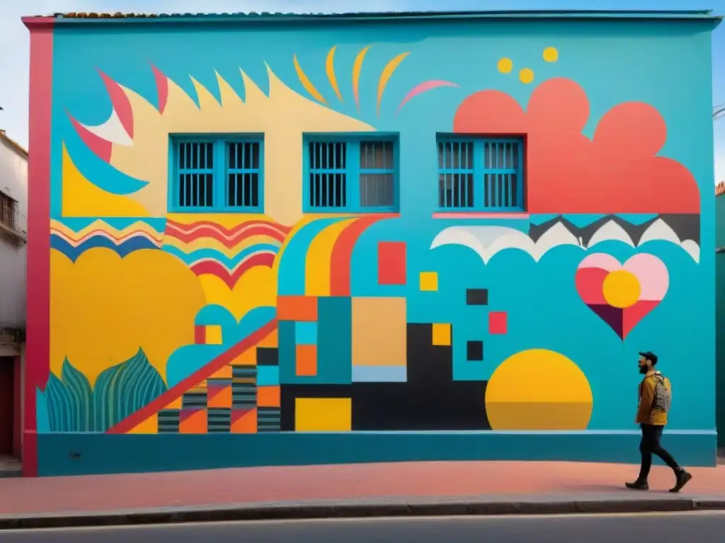 Un vibrante mural de arte callejero en Montevideo, mostrando el colectivismo en arte contemporáneo Uruguay