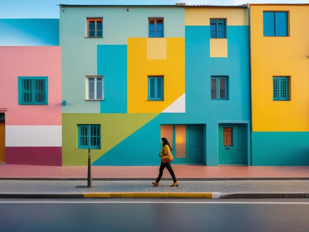 Vibrante mural de arte colaborativo en Montevideo, Uruguay, uniendo artistas en un proceso creativo