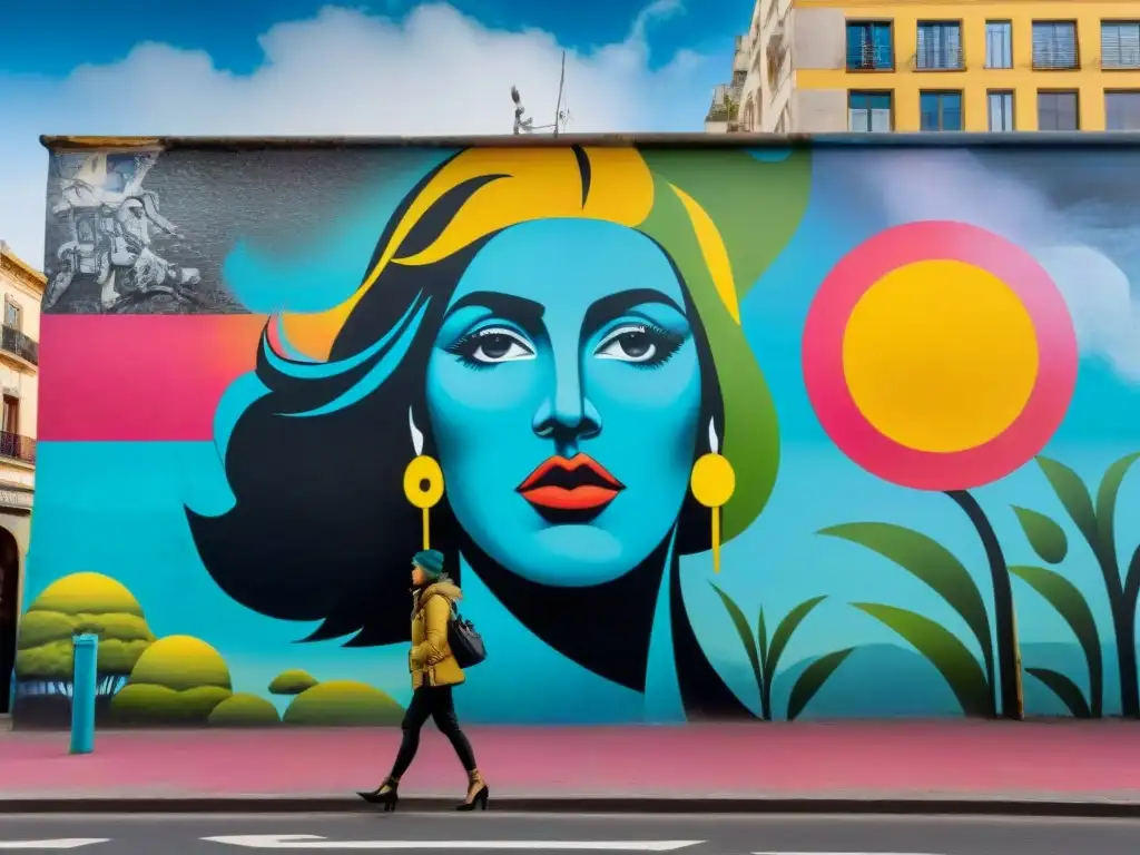 Vibrante mural de arte contemporáneo en Montevideo, Uruguay, influencia sociedad