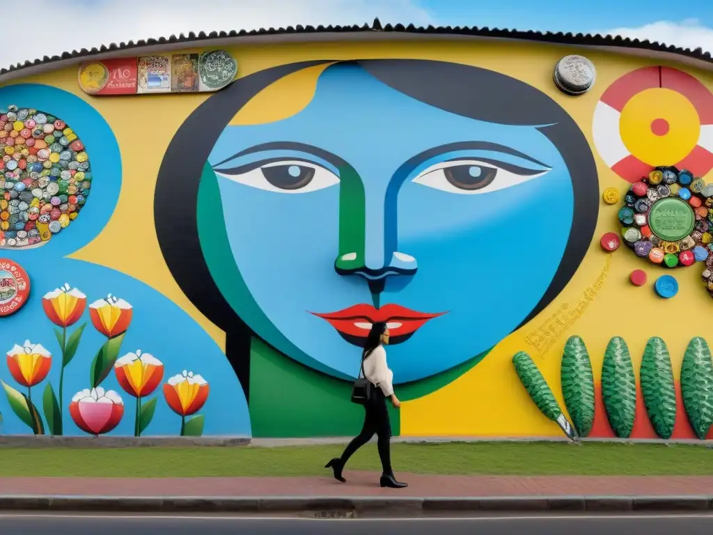 Un vibrante mural en Uruguay con arte reciclado que inspira compromiso social y creatividad