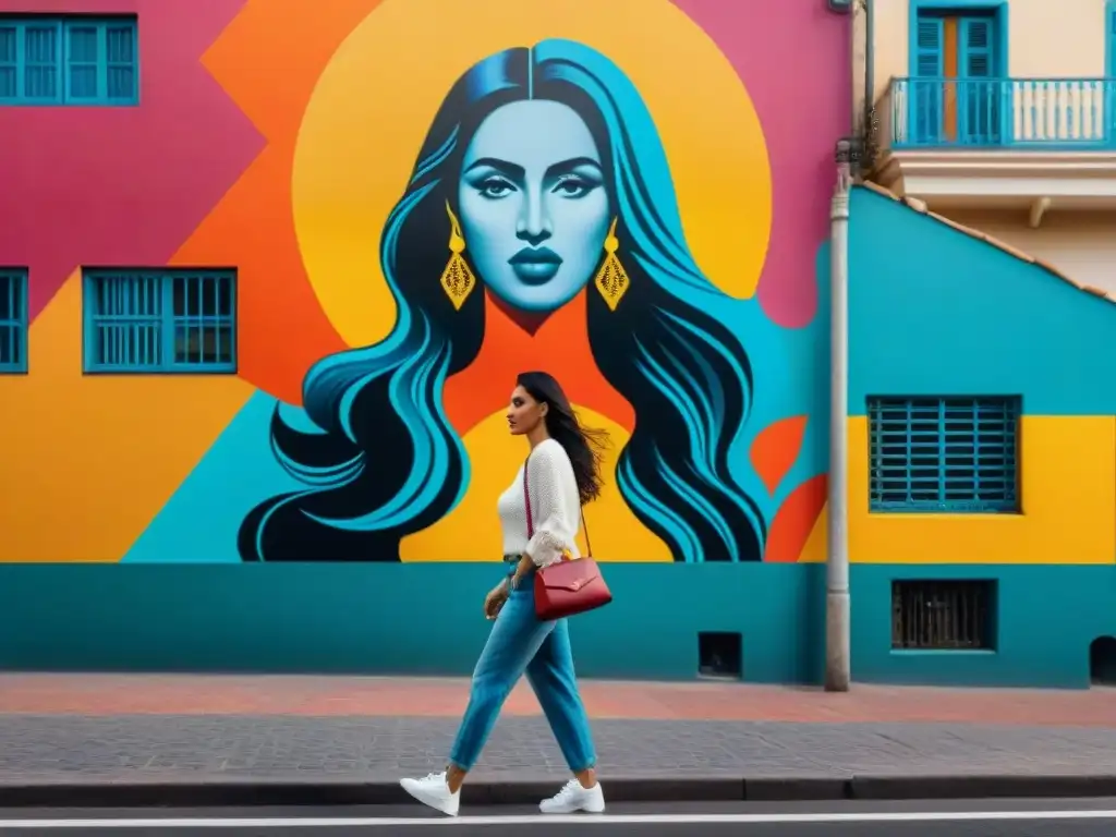 Un vibrante mural en Montevideo fusiona arte tradicional y grafitis modernos, reflejando el impacto cultural del arte contemporáneo uruguayo