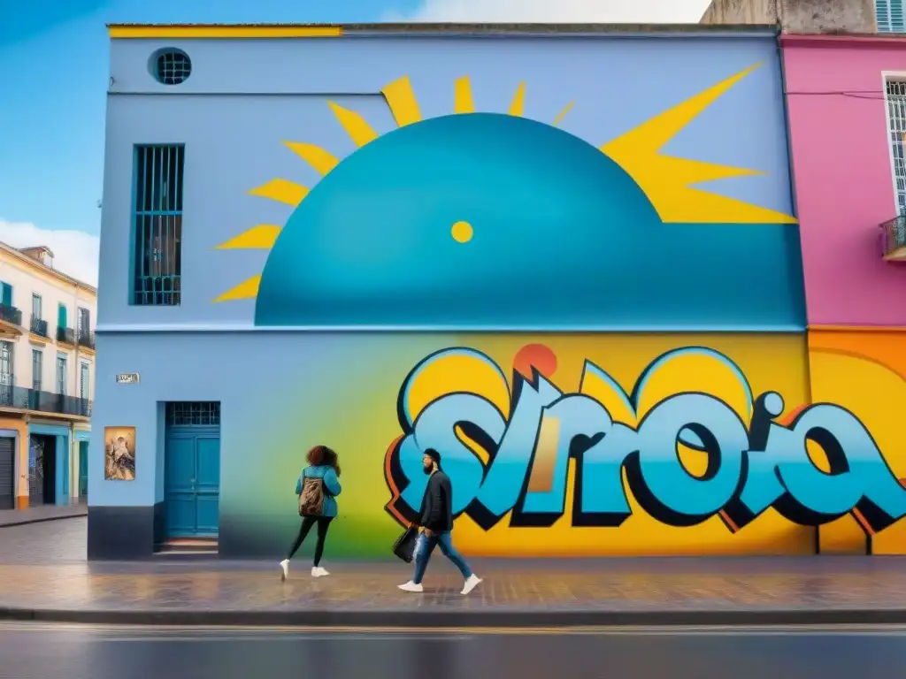 Vibrante mural de arte urbano en Montevideo, Uruguay