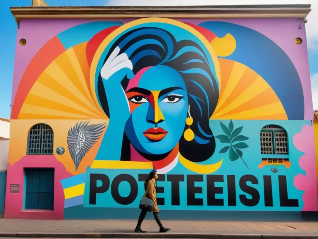 Un vibrante mural en una calle de Uruguay, fusionando arte y activismo social en festivales