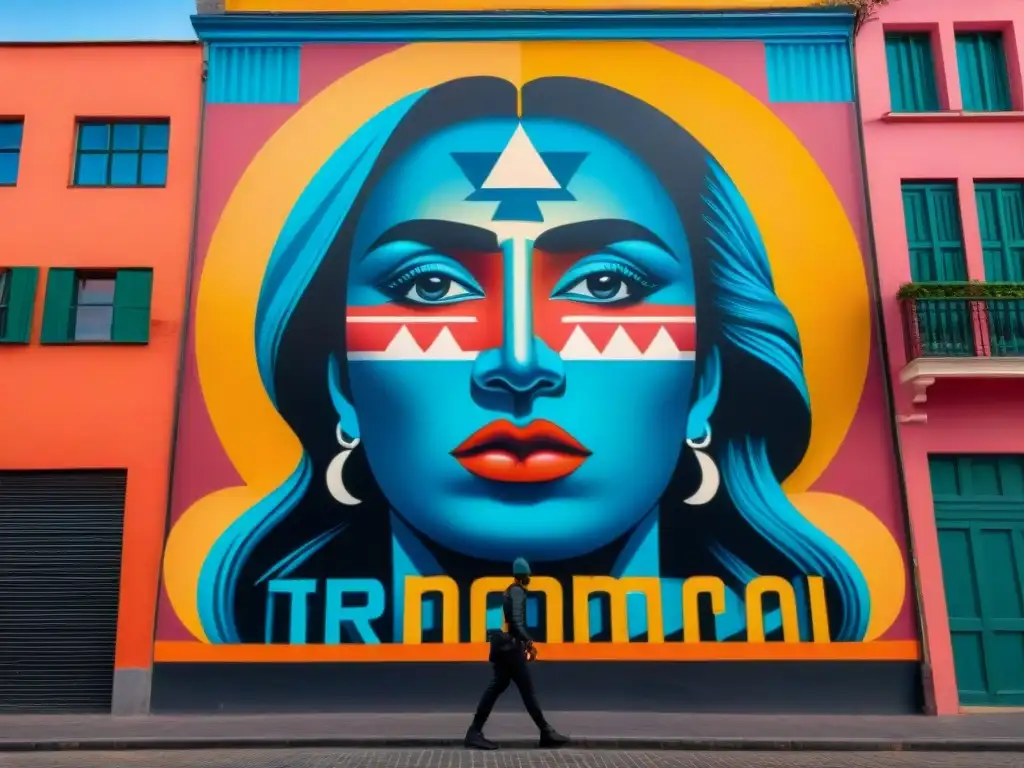 Un vibrante mural callejero en Montevideo, Uruguay, fusiona arte contemporáneo, mensaje político y colores llamativos