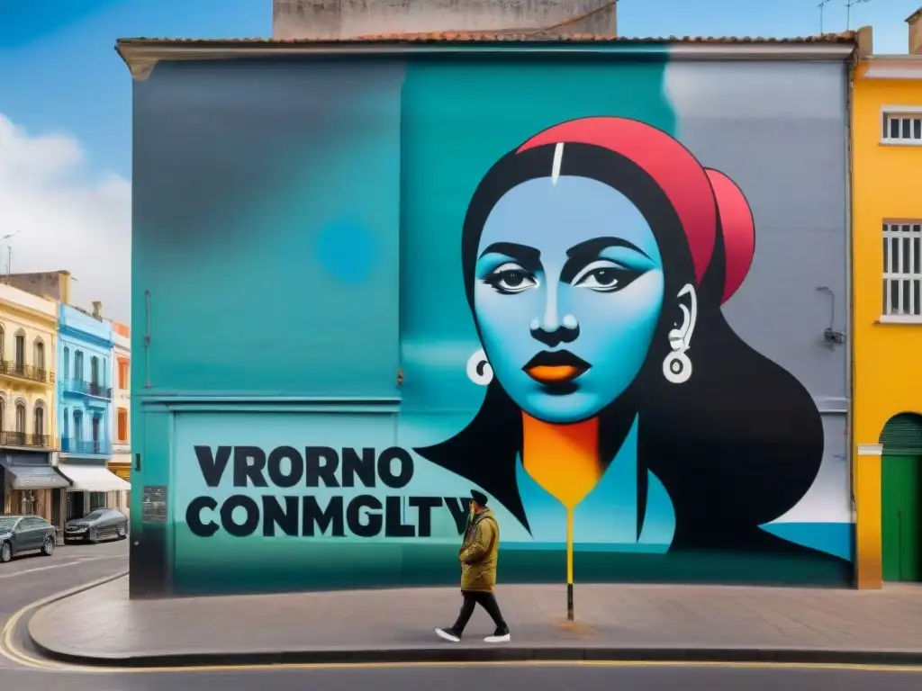 Murales de graffiti vibrantes en Montevideo: expresión artística y resistencia urbana Un vibrante mural de graffiti en las calles de Montevideo, Uruguay, reflejando la expresión artística y resistencia en la sociedad uruguaya