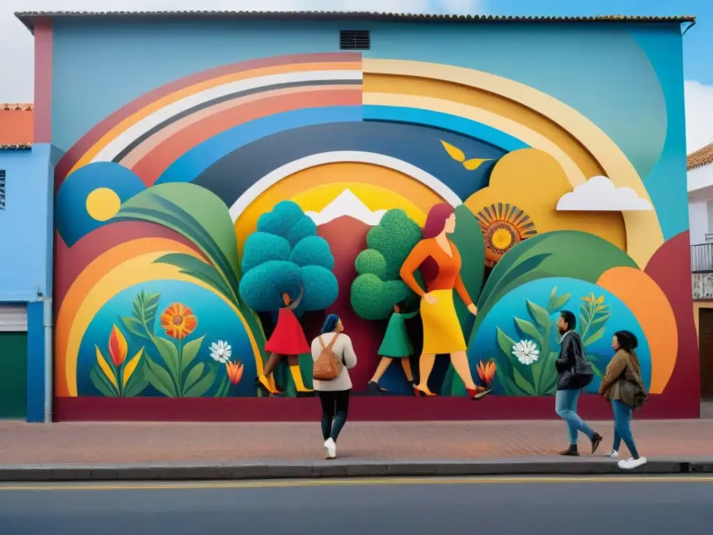 Vibrante mural en centro comunitario de Uruguay celebra arte comunitario en Uruguay con diversidad e inclusión