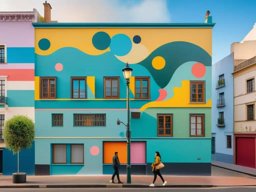 Un vibrante mural comunitario en Montevideo, Uruguay, reflejando la diversidad y creatividad