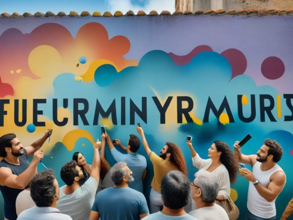 Un vibrante mural creado por artistas uruguayos en una plaza de la ciudad