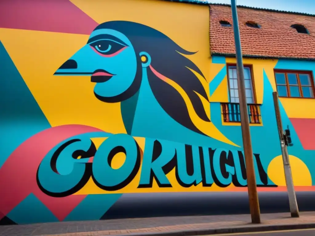 Un vibrante mural en Uruguay que refleja la identidad comunitaria a través de formas y colores, uniendo tradición y modernidad