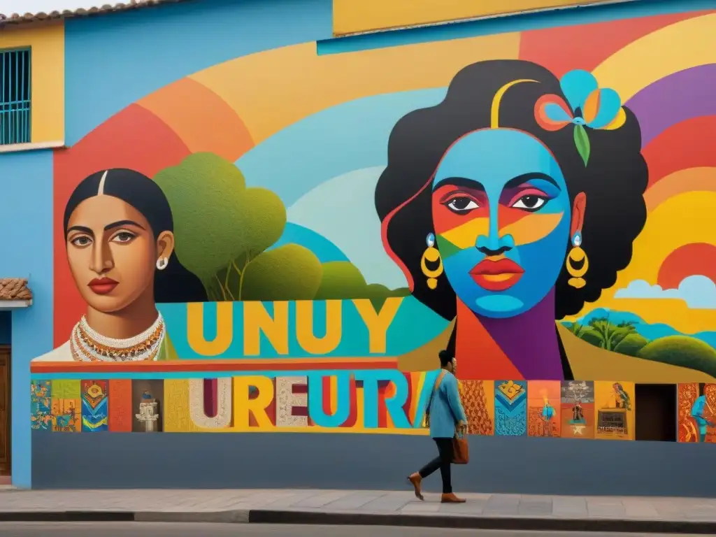 Un vibrante mural de inmigrantes en arte contemporáneo Uruguay, fusionando tradición y modernidad en una celebración de diversidad cultural