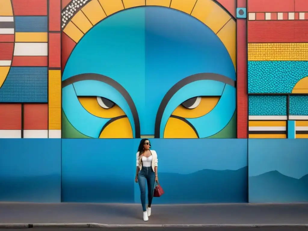 Un vibrante mural de mosaico que fusiona culturas del mundo, reflejando la misión de un taller de arte contemporáneo en Uruguay