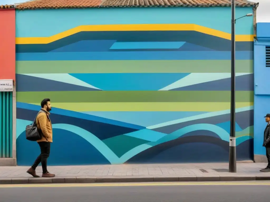 Un vibrante mural en Montevideo, Uruguay, fusiona motivos tradicionales con arte callejero contemporáneo