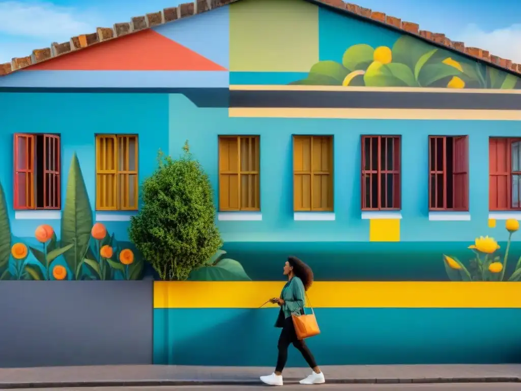 Un vibrante mural en Montevideo, Uruguay, muestra niños de distintos orígenes pintando juntos, simbolizando la unidad y la creatividad del arte contemporáneo uruguayo impacto sociedad