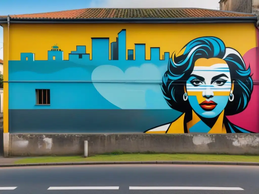 Un vibrante mural en una pared de Uruguay que refleja la transformación del arte urbano, fusionando tradición y modernidad