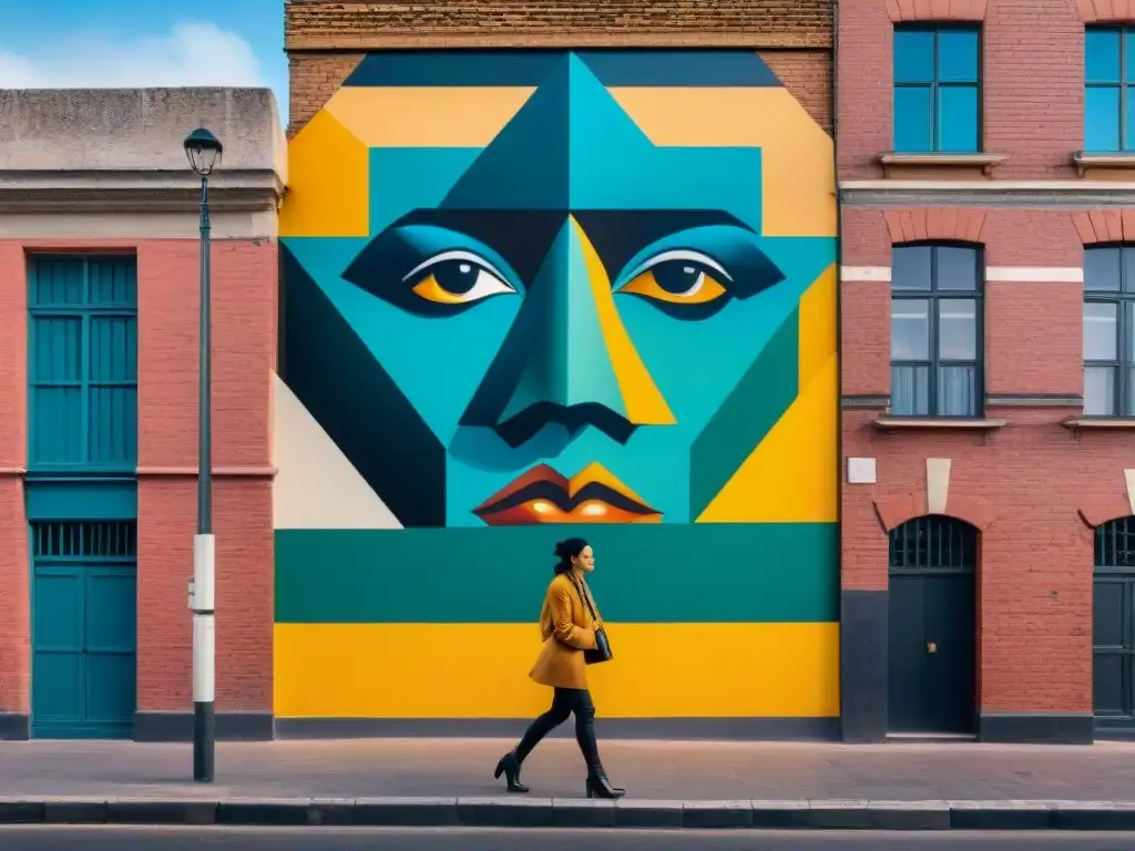 Un vibrante mural en Montevideo, Uruguay, fusiona patrones geométricos con elementos simbólicos de cambio social