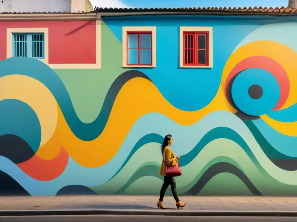 Un vibrante mural que fusiona símbolos tradicionales uruguayos con técnicas de arte callejero contemporáneo